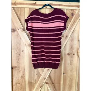a.n.a Burgundy Pink Striped Knit Sweater Vest Cap Sleeve Top Y2K Preppy XL thumbnail 6
