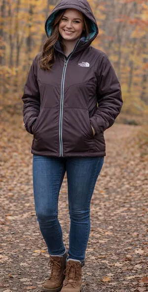 The North Face Reversible Hooded Puffer Jacket NWOT Gray Teal - P2P 20" thumbnail 1