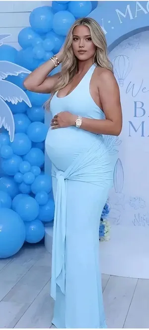 Blue maxi maternity dress Size M thumbnail 1