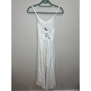 Reformation Shelly Embroidered White Linen Summer Maxi Sun Dress Sz 0 thumbnail 7