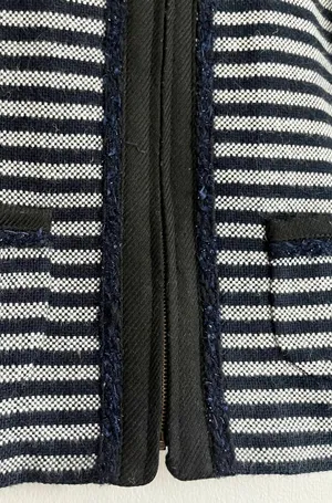 J. Crew Factory Suiting Wool Striped Tweed Full Zip Jacket Blue Women’s Size 4 thumbnail 8