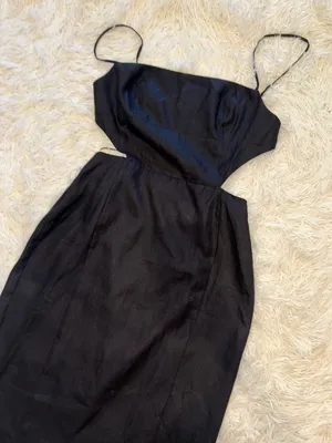NEW Reformation Asher Linen cutout midi Dress Black thumbnail 8