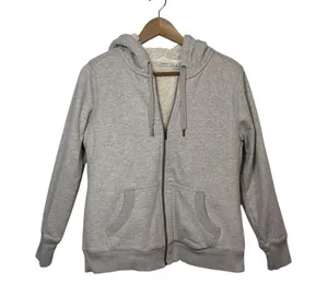 L.L.Bean Full Zip Hoodie Womens Small Gray Sherpa Lined 505468 thumbnail 1