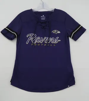 Fanatics Baltimore Ravens Womens Purple Lace Up Rhinestone Jersey Shirt Small thumbnail 1