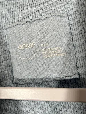 Aerie The Happiest Textured Baggy Crewneck Sweatshirt in Baby Blue Size Medium thumbnail 3