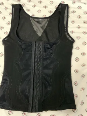 Women's Corset Shapewear Torsette Sheer Black Hook Eye Goth Alternative Detail M thumbnail 1