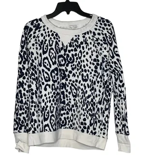 Gap Cotton‎ Pullover Sweatshirt Women Small Leopard Print Long Sleeve Crewneck thumbnail 1