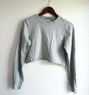 Kith Women Shirt Top Gray Lucy Cropped Long Sleeve Size XS thumbnail 1