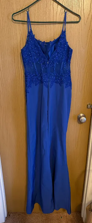 Long Blue Formal Dress David's Bridal thumbnail 4