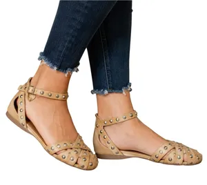 Aerosoles Sport Studded D'Orsay Flats Tan Ankle Strap Women's 8.5 thumbnail 1