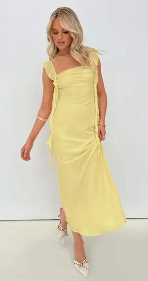 Princess Polly Lanai Maxi Dress Lemon New! thumbnail 1