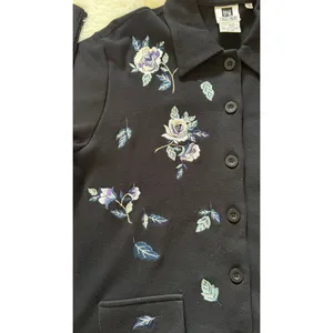 Vintage Together! Women’s Black Embroidered Floral Button Up Cardigan Sweater XL thumbnail 3