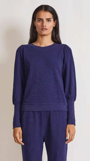 Apiece Apart Olimpio Puff Sleeve Sweatshirt Blue Cotton Women’s XL thumbnail 1