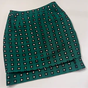 Anthropologie HD in Paris‎ Garden Glimmer Christmas Green Tiered Flower Skirt 4 thumbnail 15