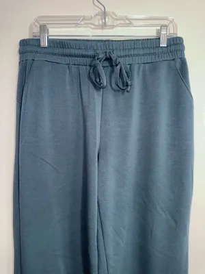 Maurices Scuba Knit Wide Leg Sweatpants Dark Blue Green High Rise thumbnail 4