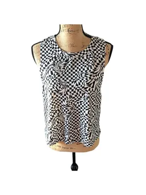 SO “The Favorite Tank” Top Size L Black White Checkered Sleeveless thumbnail 2
