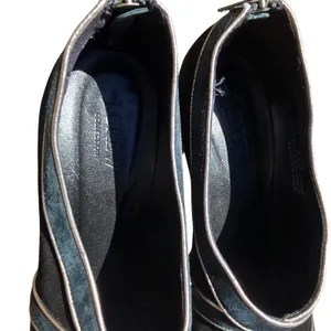 J. Crew Collection Black Teal Suede Peep Toe Platform‎ Heels Made in Italy 8.5 thumbnail 5