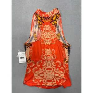 Free People Halter Top Small Cherry on Top Red Combo Floral Keyhole Boho New thumbnail 3