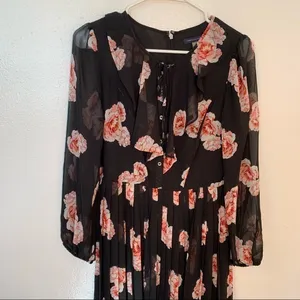 Tommy Hilfiger Women's Size 2 Floral Chiffon Dress Black Pink Floral Long Sleeve thumbnail 6