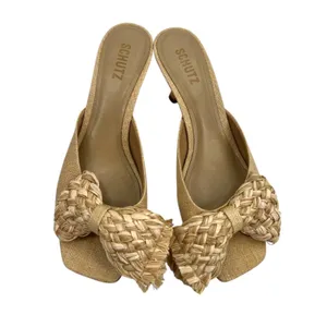 Schutz Lienne straw bow kitten heel tan sz 10‎ thumbnail 2