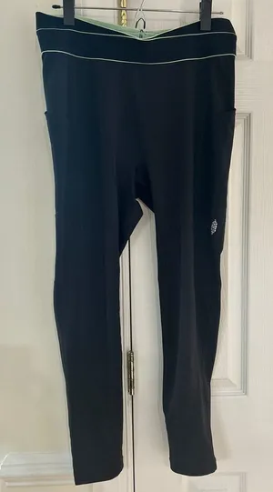 Free People Movement Black Mint Green Criss Cross Band Full Length Leggings thumbnail 1