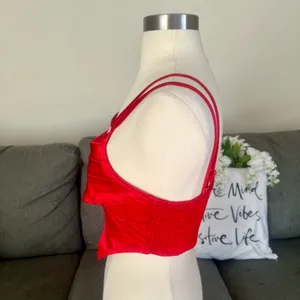 Red Satin Asymmetrical Cami Top Size XS thumbnail 5