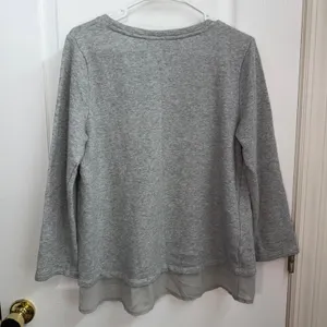 Style & Co gray yellow layered flowy‎ cotton casual relaxed crewneck shirt large thumbnail 6