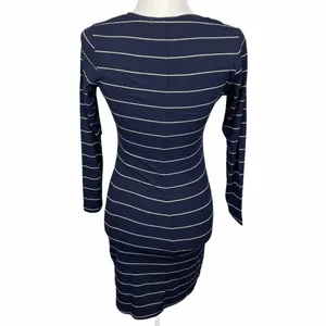 Revolve Capulet Mini Dress‎ Bodycon Navy White Stripe Rib Knit U Neck Size M NEW thumbnail 5