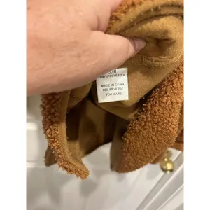 Wishlist Rust Brown Teddy Sherpa‎ Shacket Button Front Fleece Jacket Womens S/M thumbnail 7
