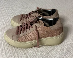 P448 Pink Taupe Platform Sneakers with Textured Side Panels thumbnail 1
