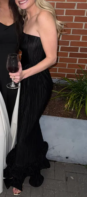Strapless Pleated Dress Black Size 0 thumbnail 2