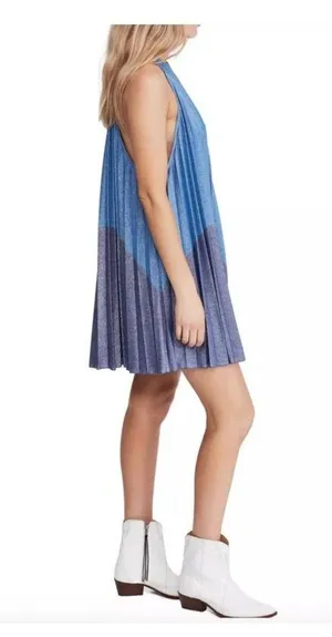 Free People Pleated Love Mini Dress blue purple sp thumbnail 4