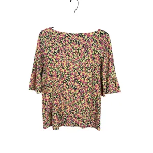 Lilly Pulitzer Cotton Slub Yellow Pink Short Bell Sleeve Top Summer Vacation L thumbnail 3