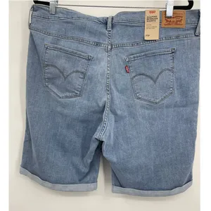Levi's Blue Shaping Bermuda Jean Shorts 20W Mid Rise Stretch Roll Hem NEW Womens thumbnail 2