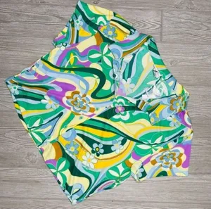Nwt rue21 cropped collared button down shirt tie dye swirl 70s style XL thumbnail 1
