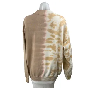 Neon Riot Women Beige Fleece Tie Dye Mock Neck Long Sleeve Sweatshirt Top Size L thumbnail 4