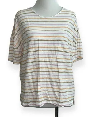 Madewell women’s medium Raw-Edged Hangout Tee in Branham Stripe‎ thumbnail 1