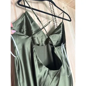 NWT Lulus Exquisitely Chic Olive Green Satin Backless Slip Midi Dress NYE Sz XXL thumbnail 6
