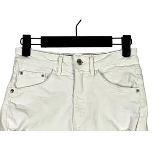 ZARA Cutoff Distressed Jean Shorts Raw Ripped Hem High Rise Pockets 2 White thumbnail 2