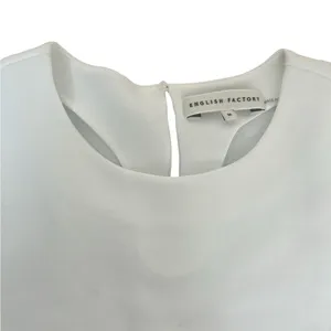 NWOT English Factory Balloon Sleeve Crew Neck Blouse White Size Medium thumbnail 6
