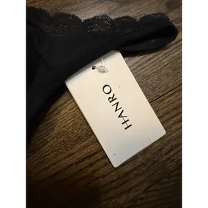 Hanro Cotton Lace Lace Trim Soft Cup Bra Black Sz 34C NWT $120 thumbnail 8