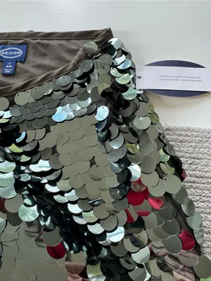Scoop Olive Green Large Sequin Stretch Low Rise Midi Skirt Size Small NWT thumbnail 6