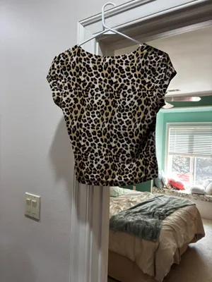 Cheetah Print Square Neck Top Multiple Size L thumbnail 2