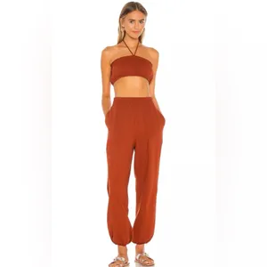 Free People‎ Beach Don't Kill My Vibe Bronzer Brown Halterneck Bandeau Top XS thumbnail 3