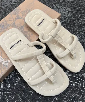 Free People Neutral Beige Strappy Toe-Loop Sandals thumbnail 1