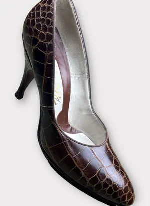 Palizzo‎ Brown Croc High Heels. Vintage Size 6A thumbnail 1