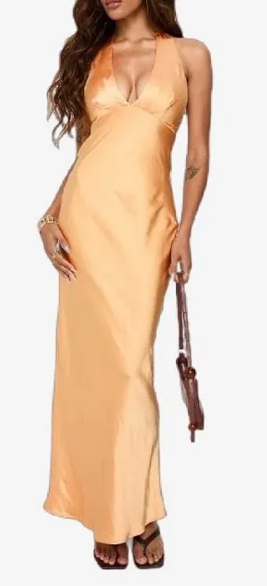 Princess Polly Good For You Maxi Halter Orange Dress 8 thumbnail 1