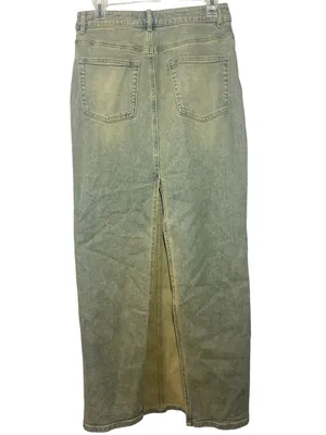 AFRM Amiri Long Denim Maxi Skirt in Mellow Tint Wash thumbnail 7