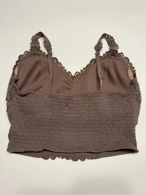 BKEssentials Floral Lace Full Coverage Bralette Deep Taupe Lined V thumbnail 6