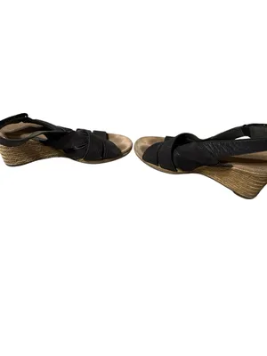 Clarks Lafley Krissy Black Leather Espadrille Wedge Sandals Womens Size 7.5 M thumbnail 5